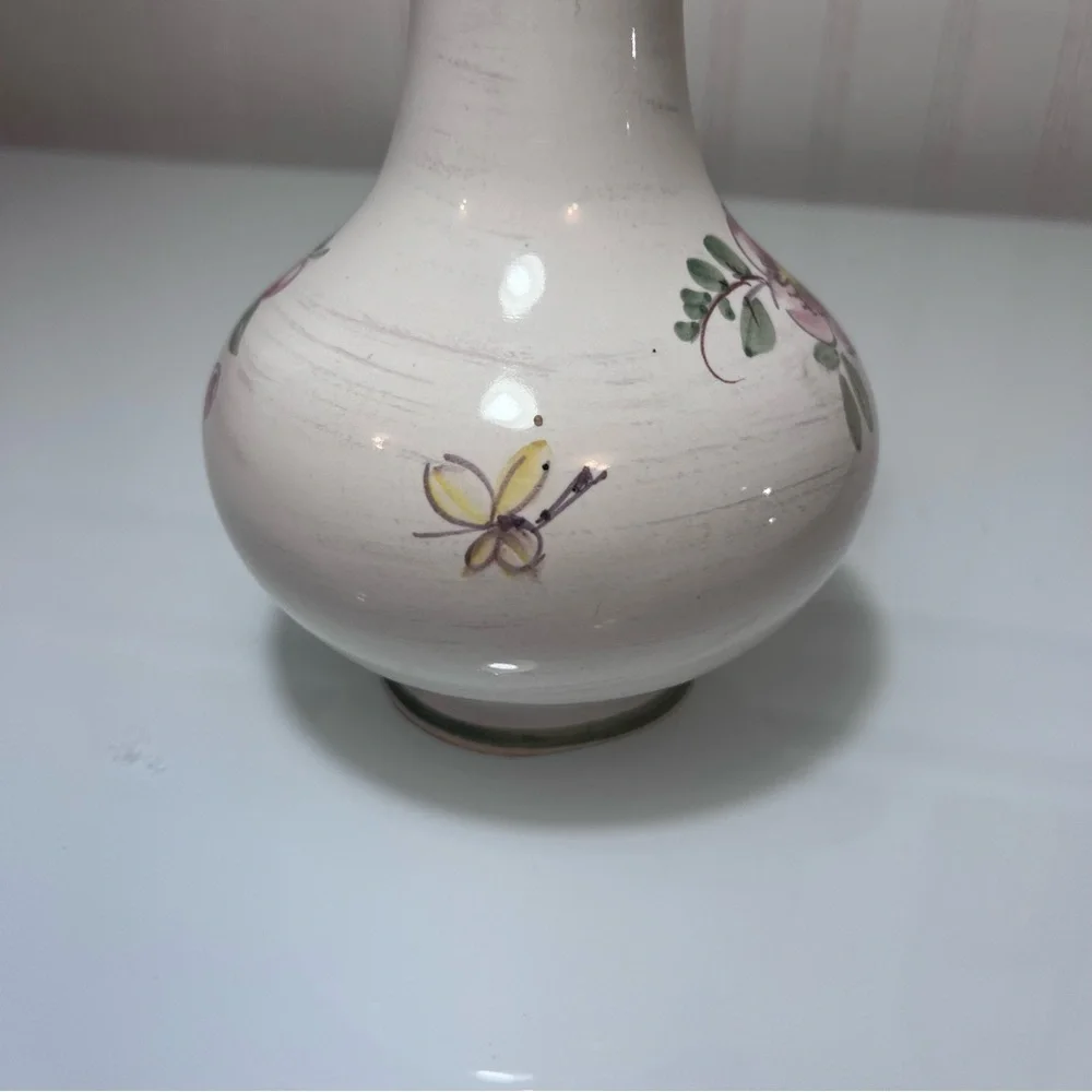 VTG Dumler & Breiden 121 Vase West German Pottery MCM Fat Lava Floral Butterfly